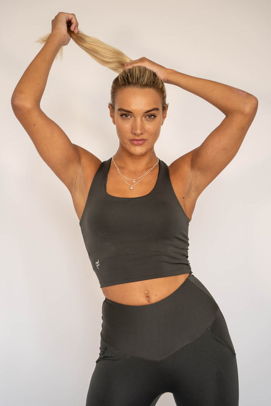 Riley Crossback Tank Top Charcoal Grey XS S M L XL