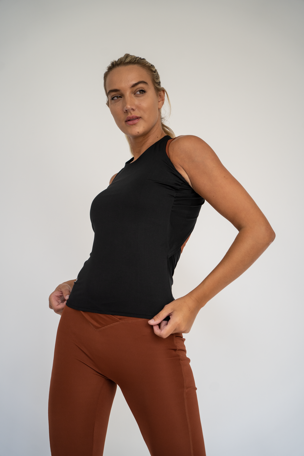 Serena Tie Back Tank Top Black XS S M L XL