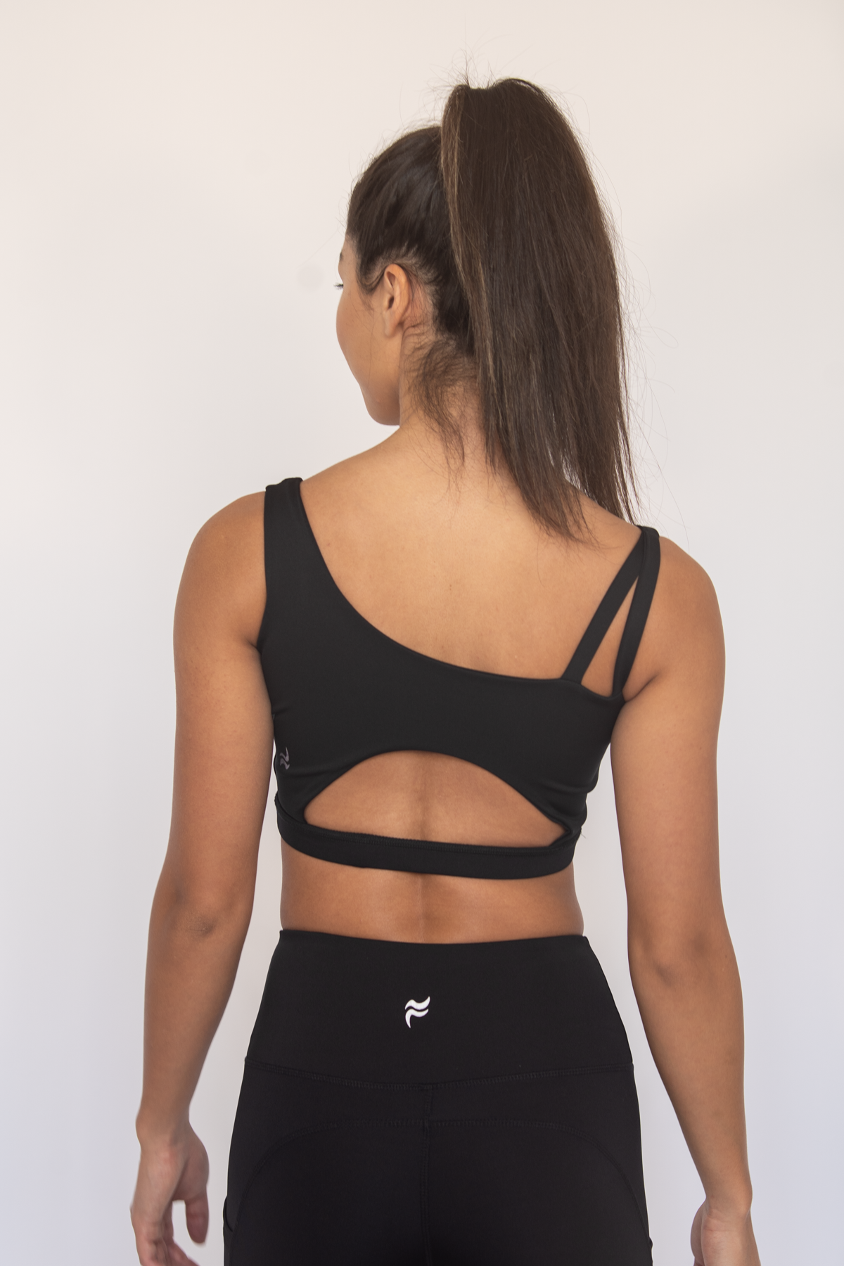 Evia Asymmetrical Sports bra Black XS S M L XL