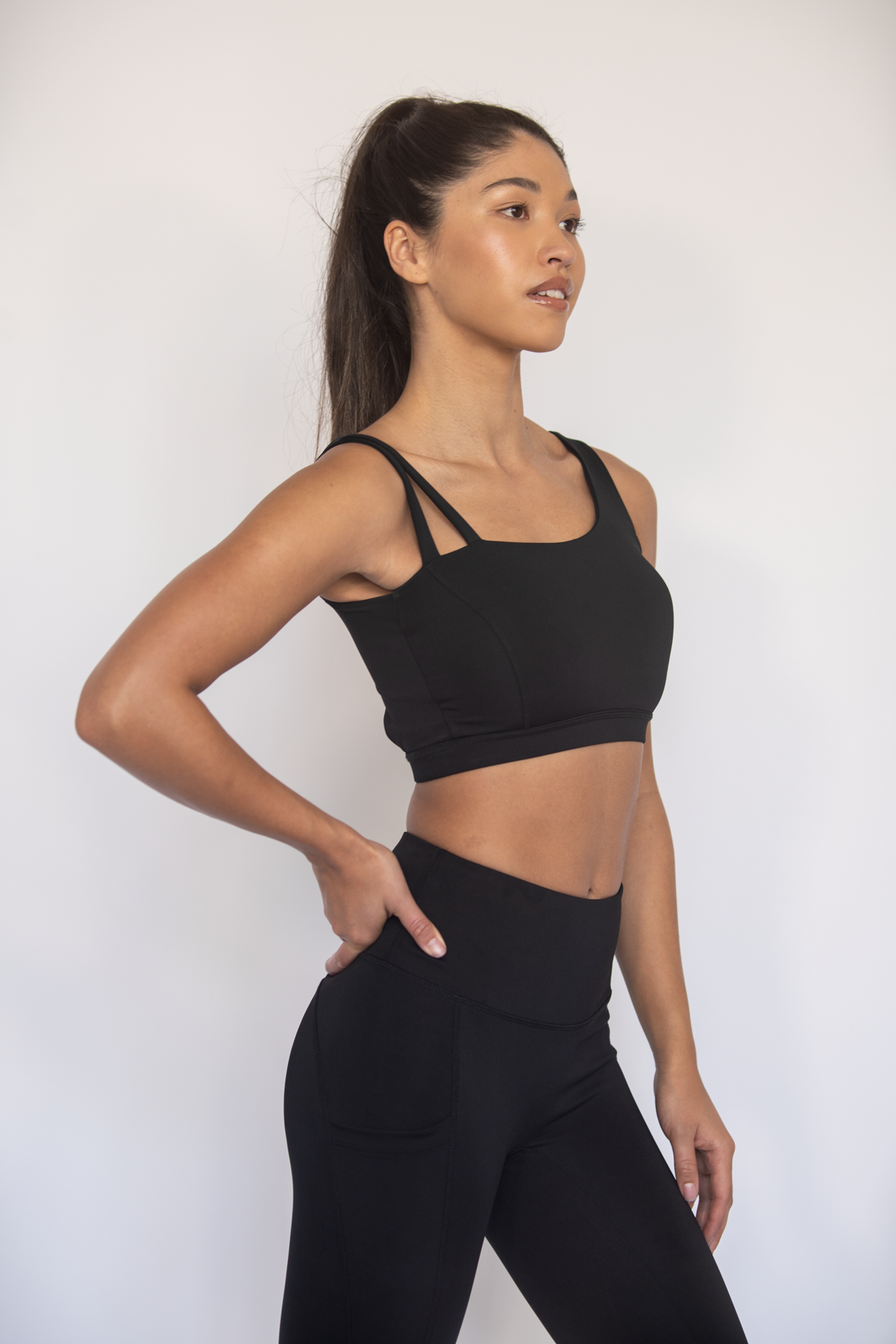 Evia Asymmetrical Sports bra Black XS S M L XL