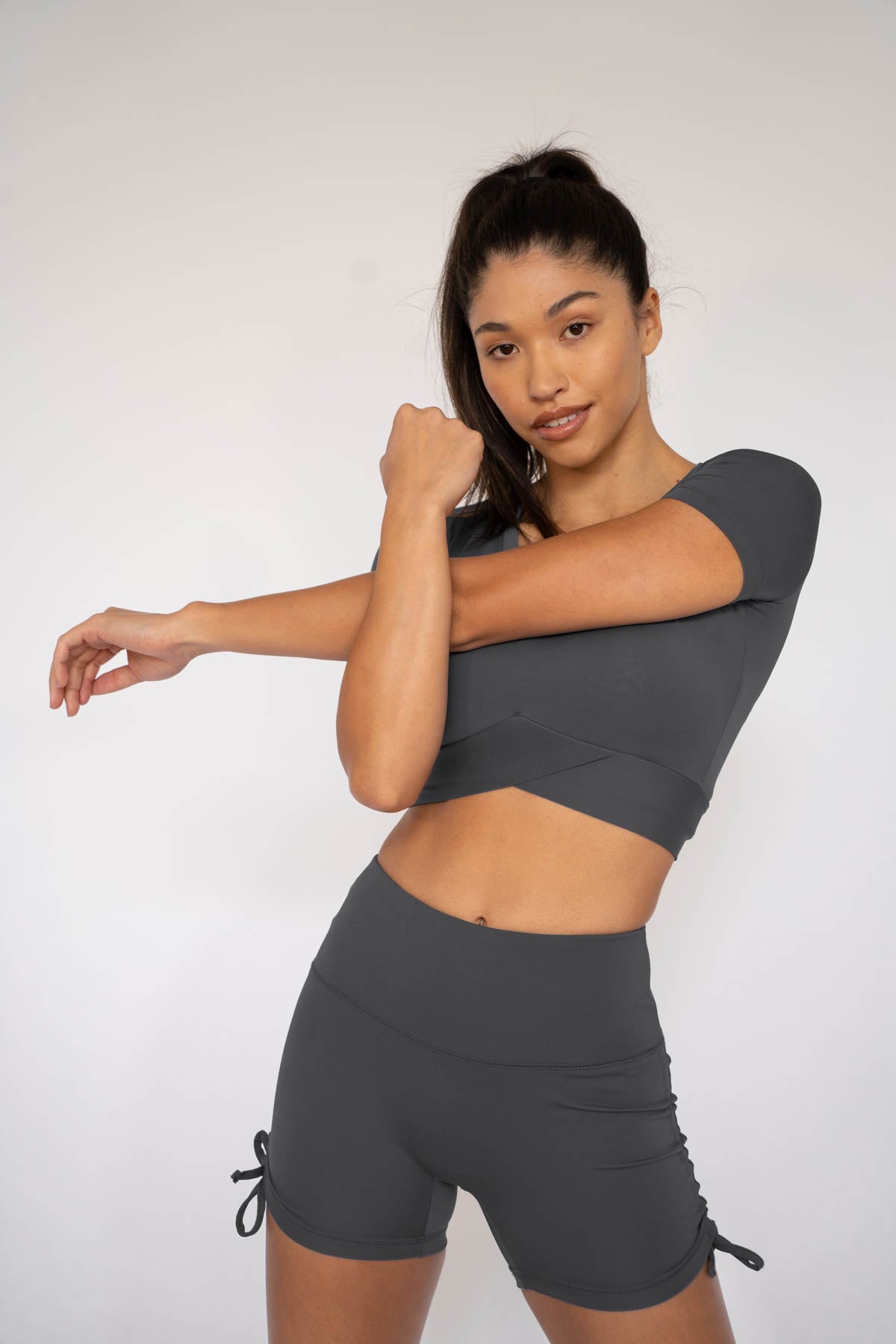 Isla Drawstring Shorts Charcoal Grey XS S M L XL