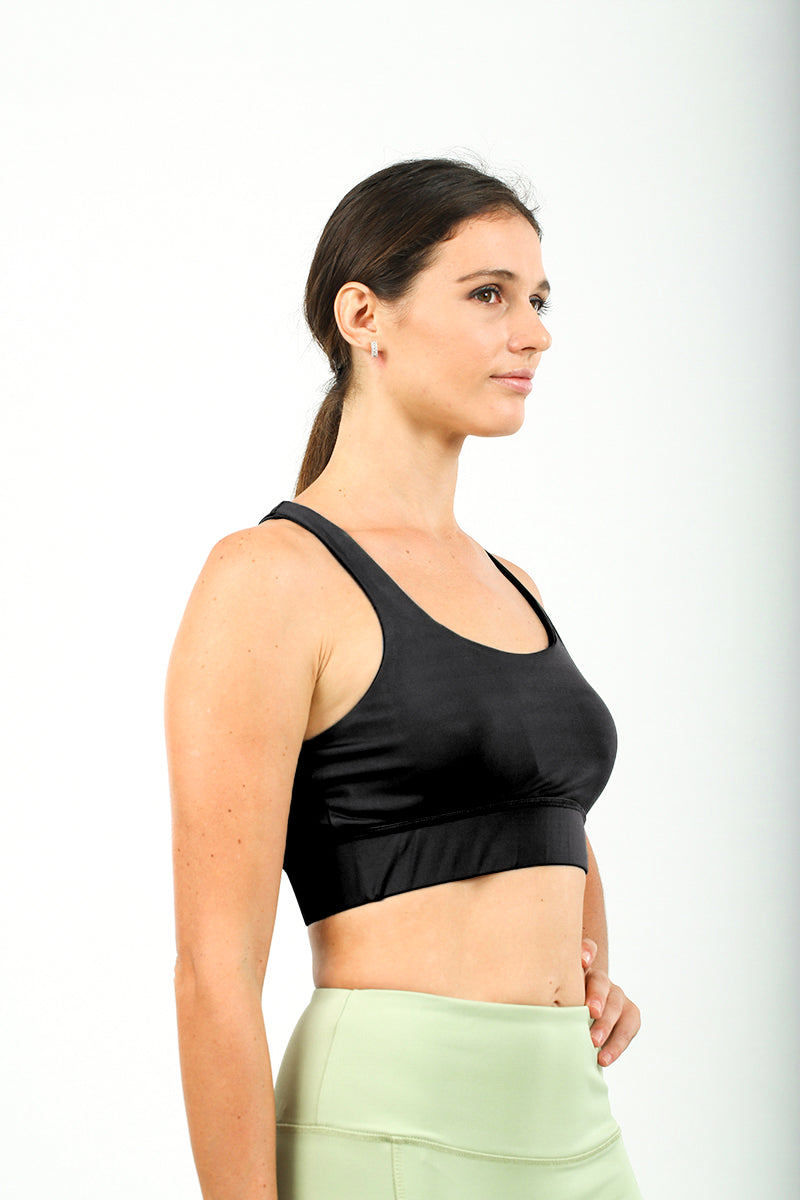 Yarra Racerback Sports Bra  Black XS S M L XL