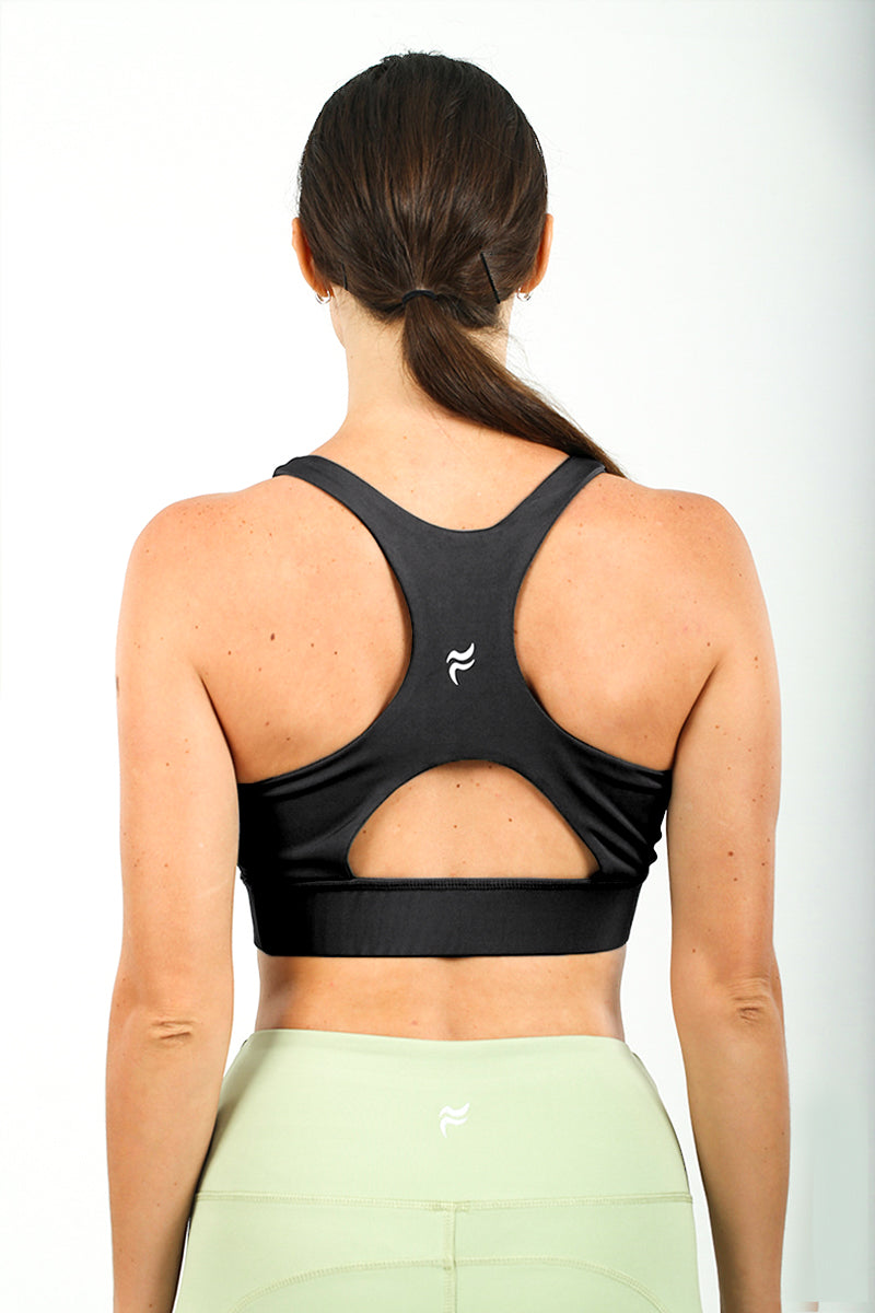Yarra Racerback Sports Bra  Black XS S M L XL