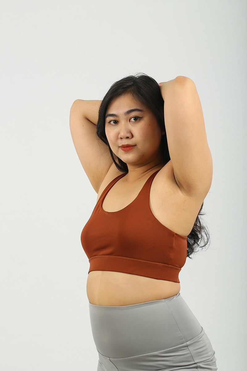 Yarra Racerback Sports Bra  Tan brown XS S M L XL