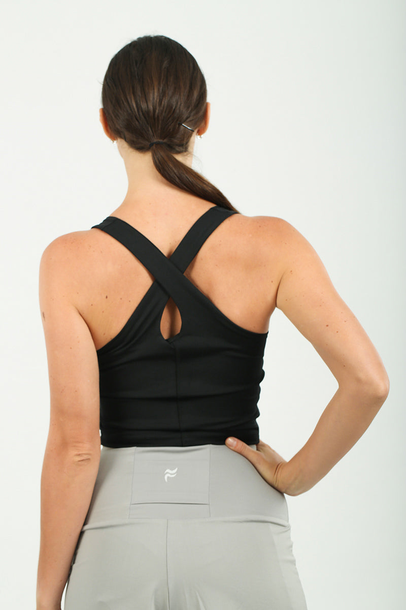Riley Crossback Tank Top  Black XS S M L XL