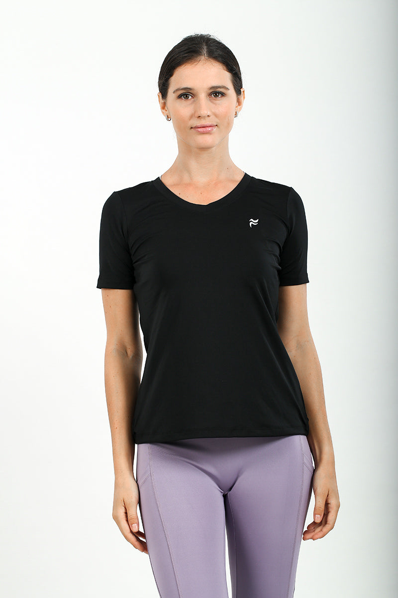 V-neck training T-shirt Black XS S M L XL