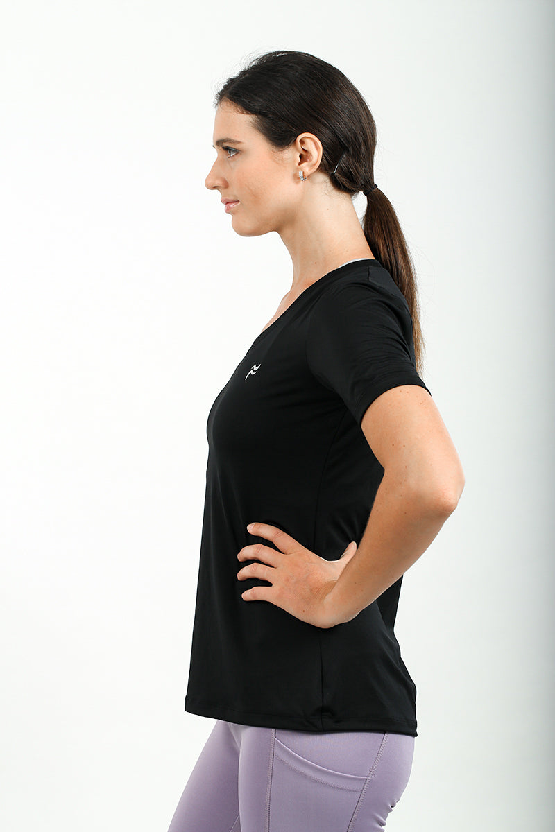 V-neck training T-shirt Black XS S M L XL