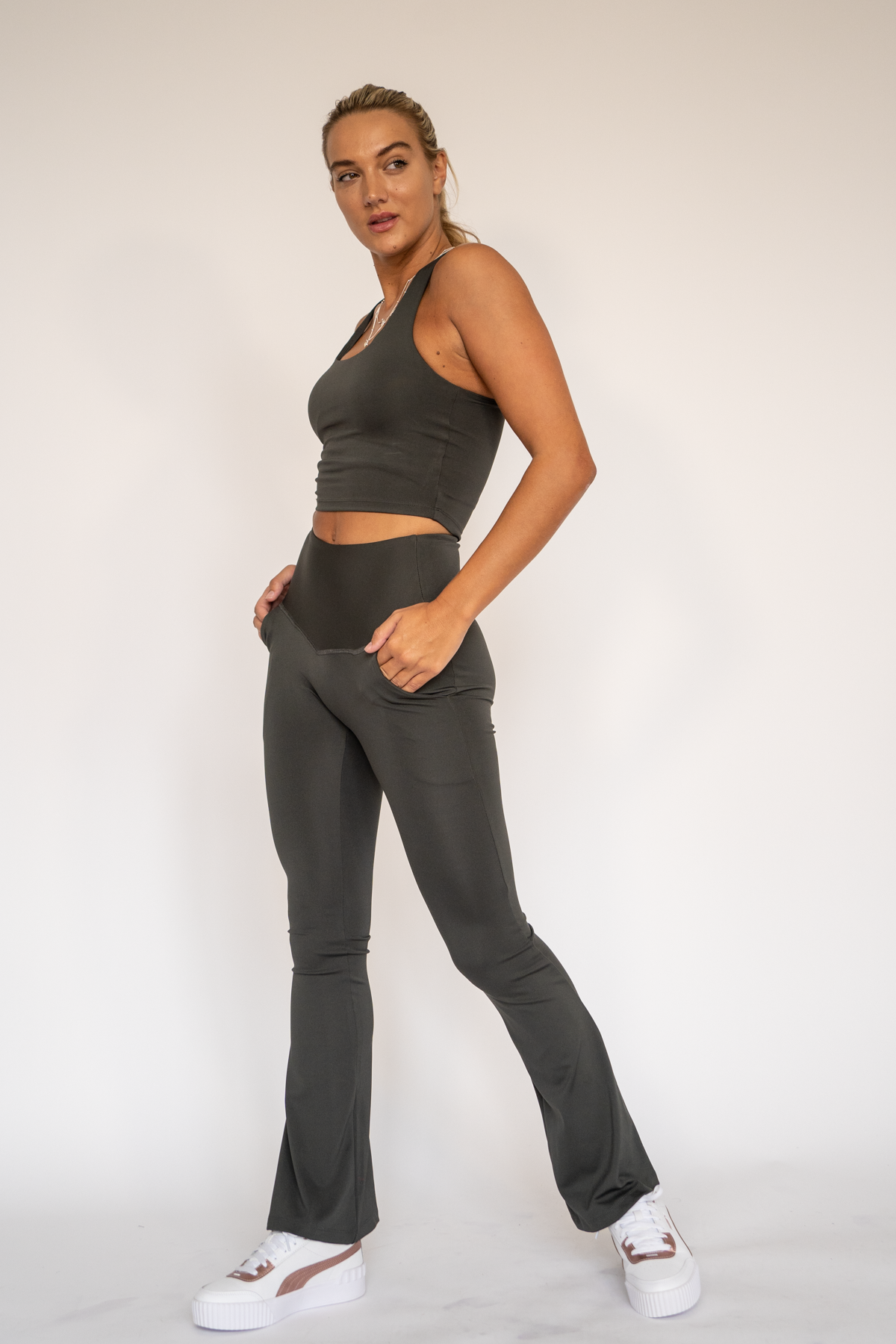 Mia Flare Leggings Charcoal Grey XS S M L XL