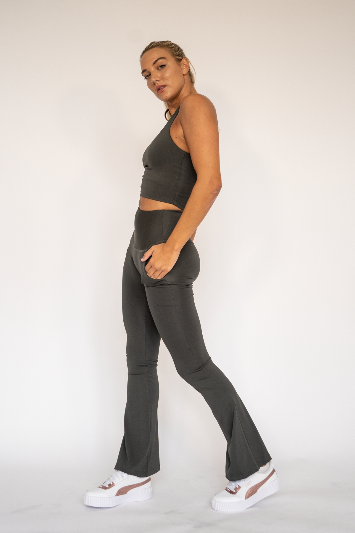 Mia Flare Leggings Charcoal Grey XS S M L XL