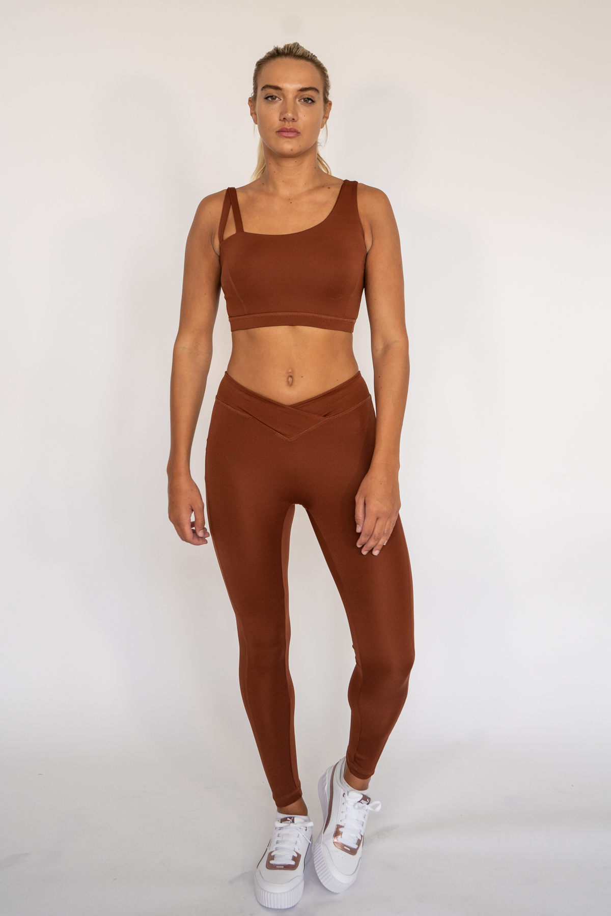 Kiara Crossover Leggings Tan Brown XS S M L XL