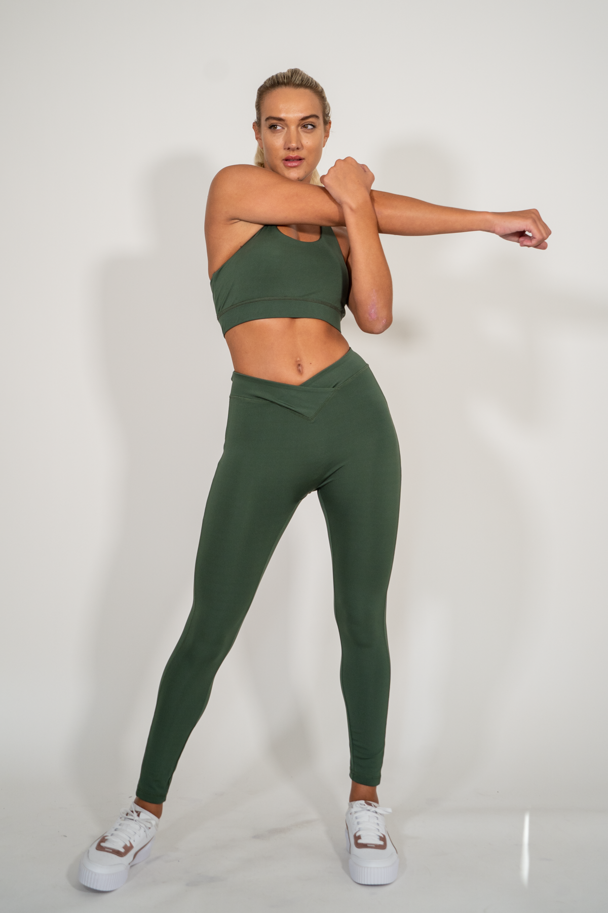 Kiara Crossover Leggings Olive Green XS S M L XL