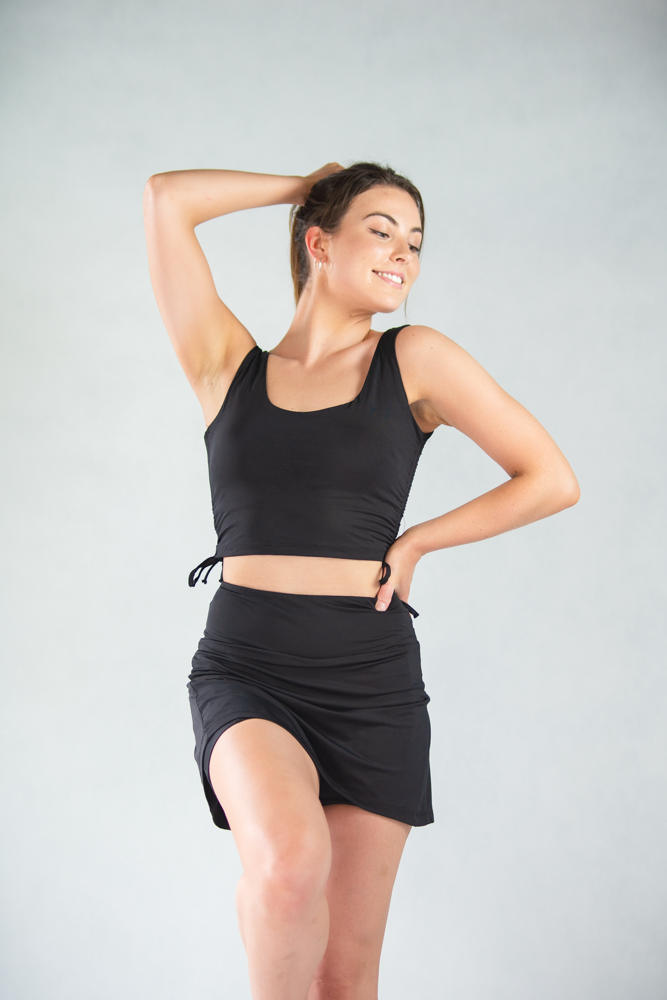 Flora Pleated Skorts   Black XS S M L XL