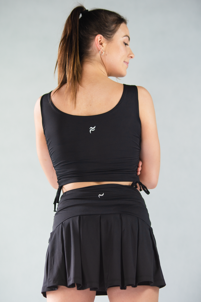 Layla Drawstring Crop Top  Black XS S M L XL