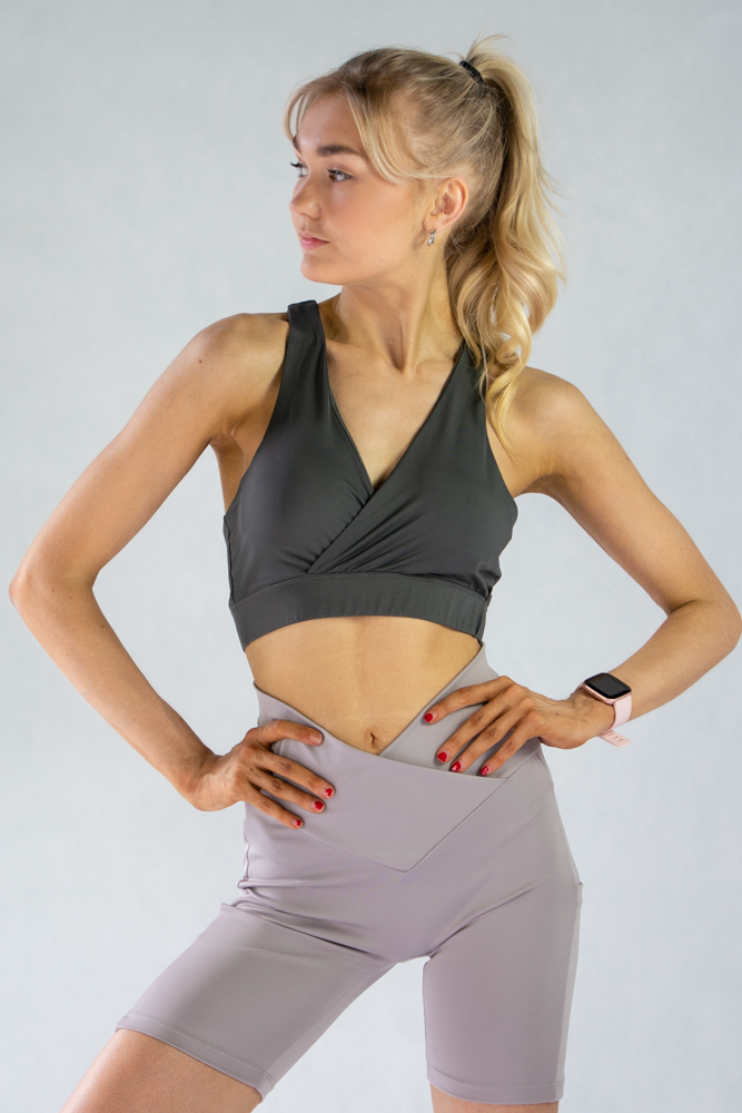 Alicia Asymmetrical Sports bra Charcoal Grey XS S M L XL
