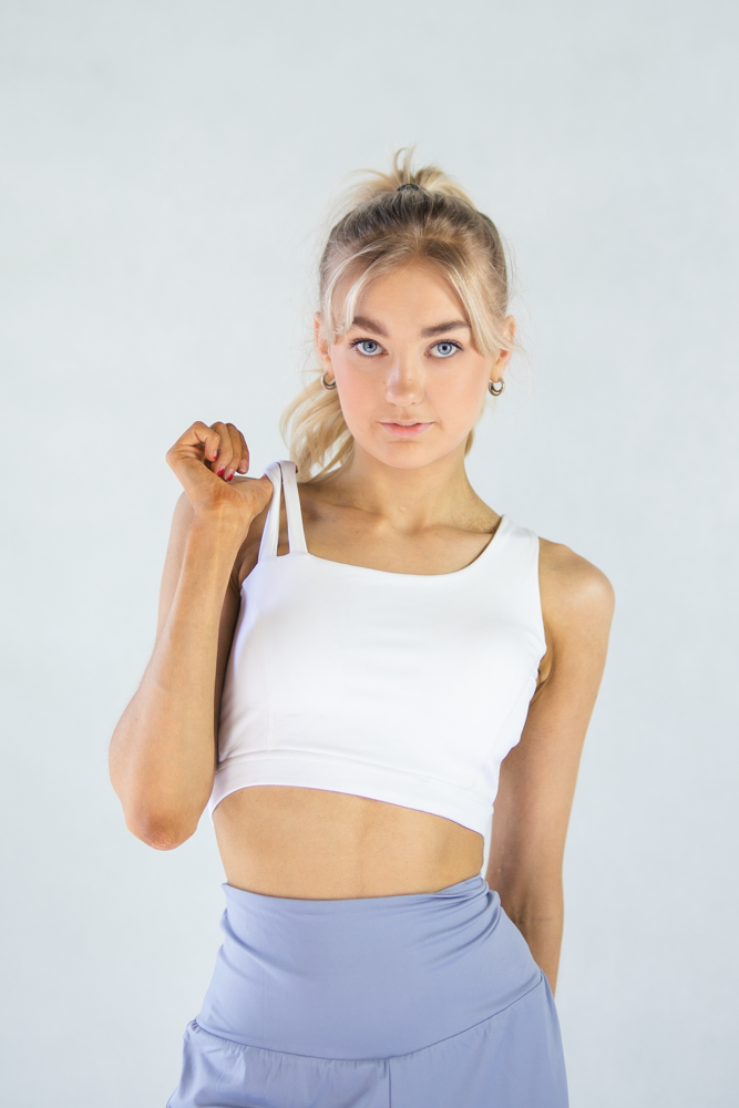 Evia Asymmetrical Sports bra white XS S M L XL