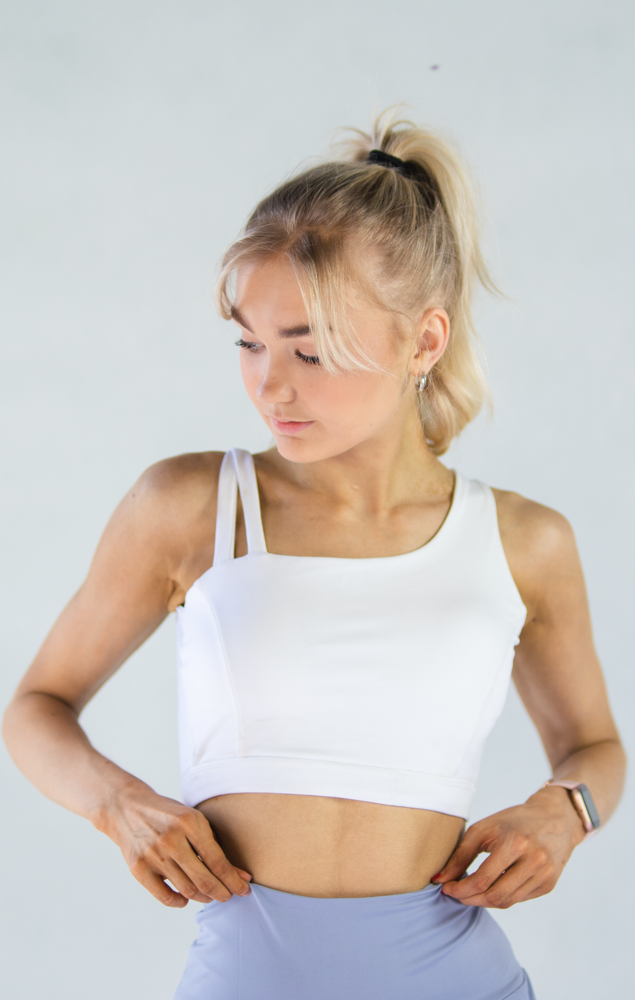 Evia Asymmetrical Sports bra white XS S M L XL