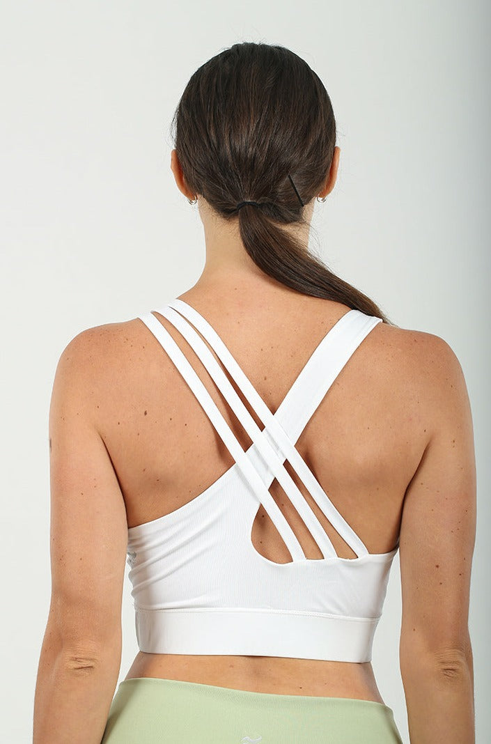 Alicia Asymmetrical Sports bra White XS S M L XL